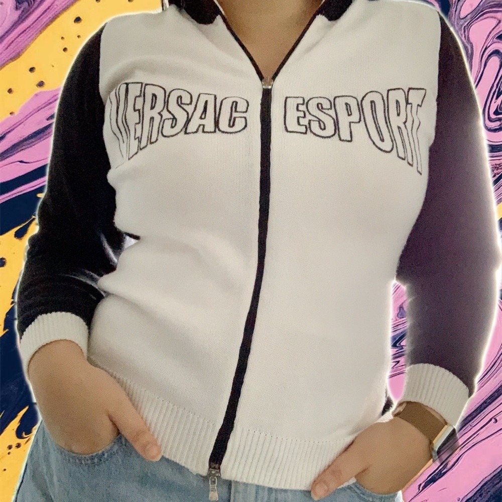 VINTAGE VERSACE SPORT ZIP UP CARDIGAN SWEATER